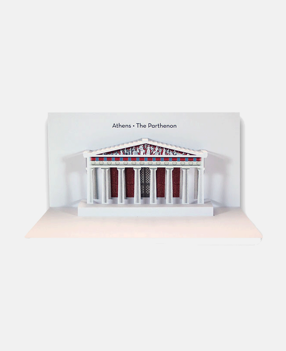 3D POP-UP CARD "PARTHENON” WHITE