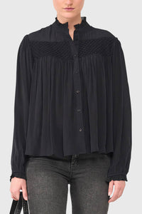 EMBELLISHED VISCOSE BLOUSE BLACK