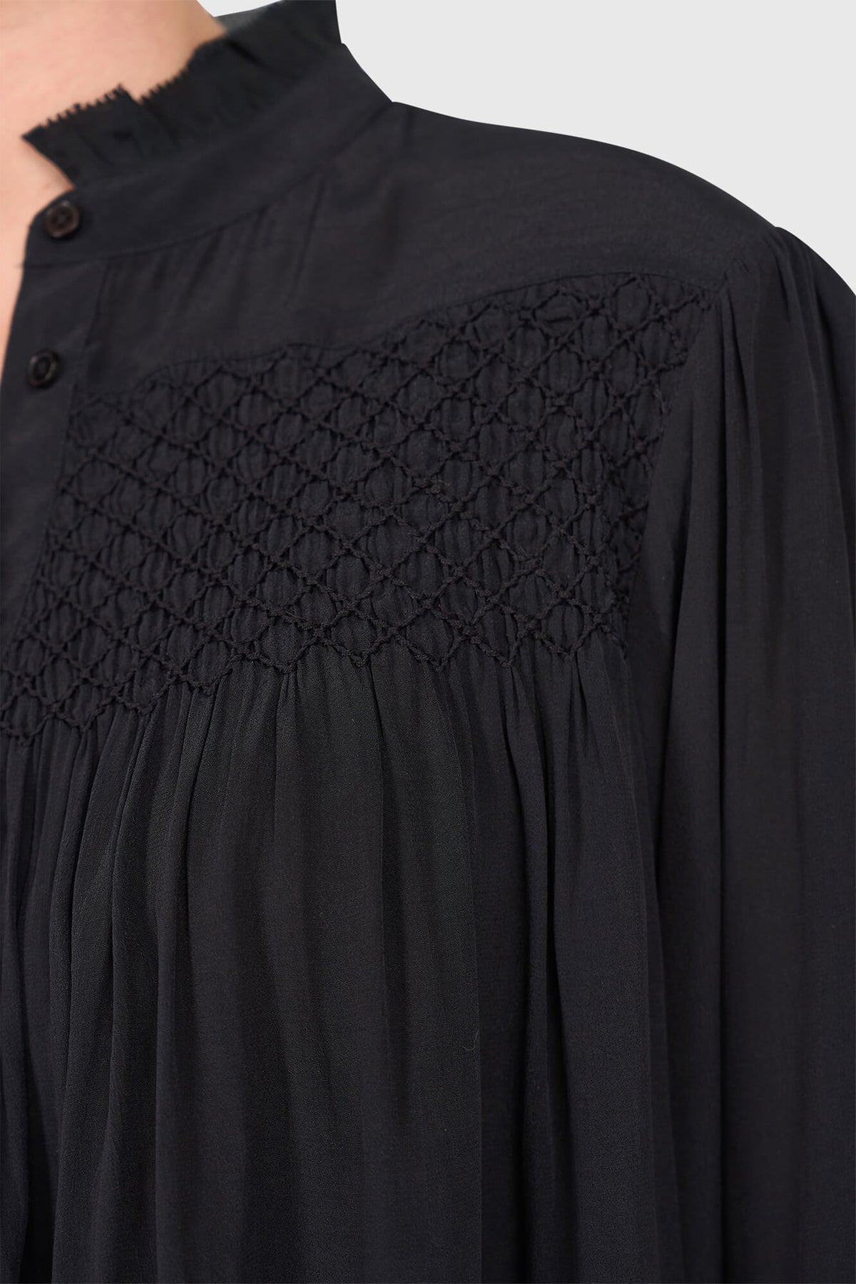 EMBELLISHED VISCOSE BLOUSE BLACK