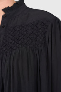 EMBELLISHED VISCOSE BLOUSE BLACK