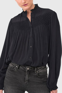 EMBELLISHED VISCOSE BLOUSE BLACK