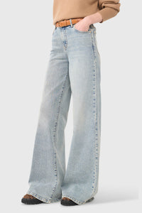 VERY WIDE LEG STRETCH DENIM PANTS LIGHT BLUE