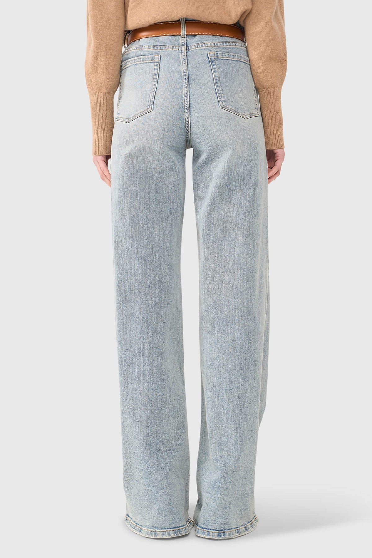 VERY WIDE LEG STRETCH DENIM PANTS LIGHT BLUE