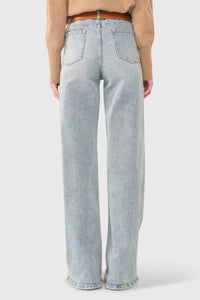 VERY WIDE LEG STRETCH DENIM PANTS LIGHT BLUE