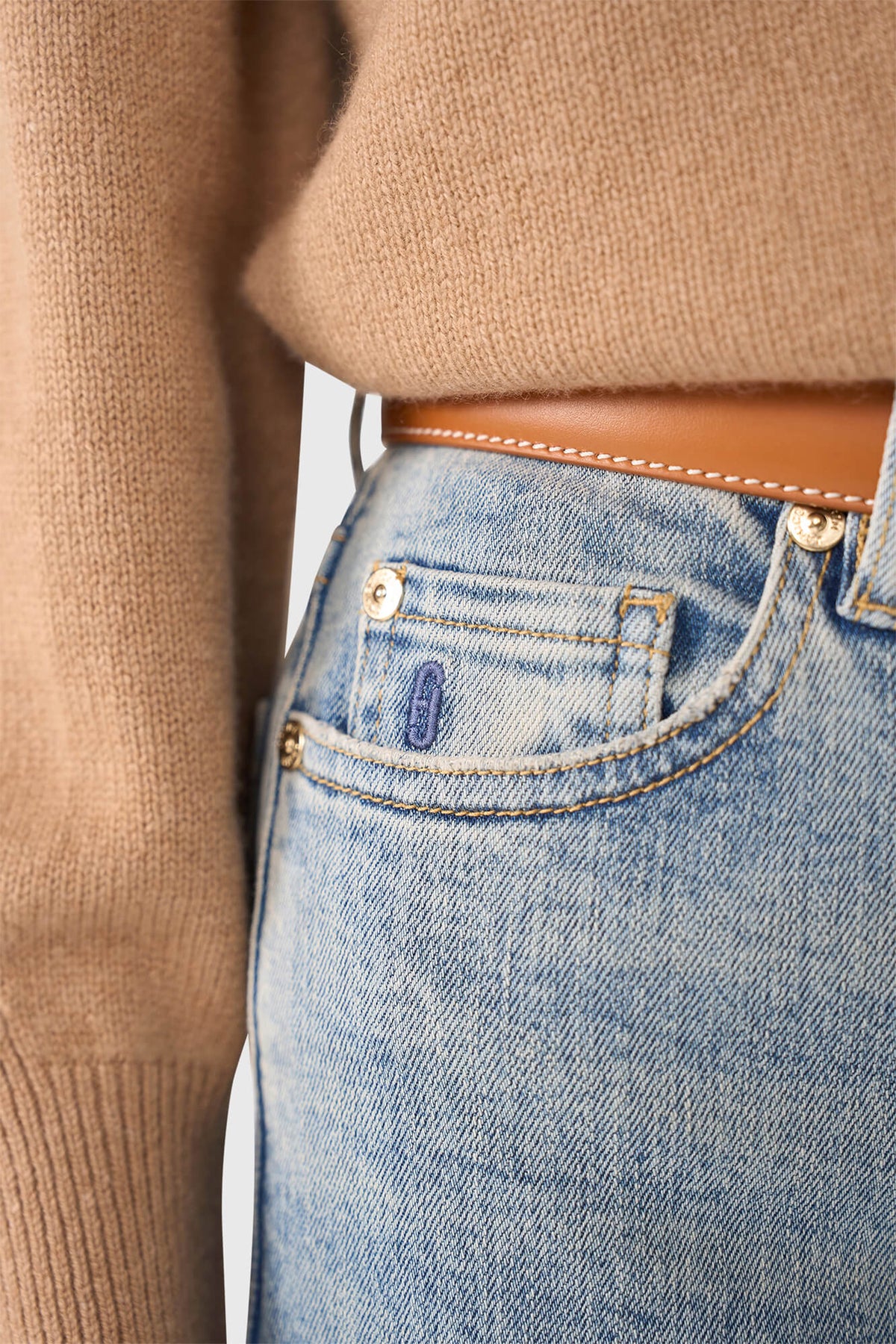 VERY WIDE LEG STRETCH DENIM PANTS LIGHT BLUE