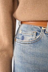 VERY WIDE LEG STRETCH DENIM PANTS LIGHT BLUE