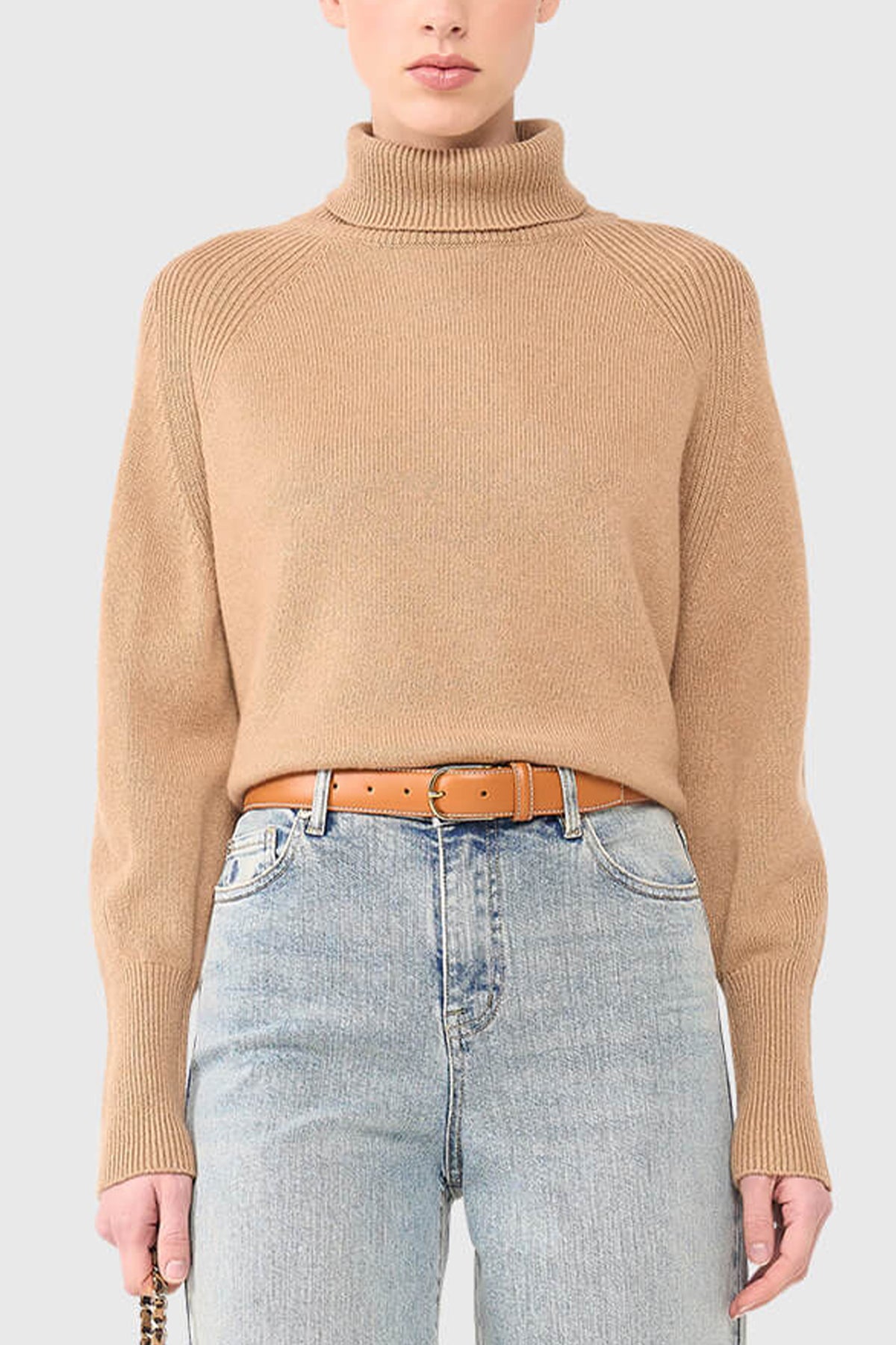 PURE CASHMERE TURTLENECK PULLOVER CAMEL