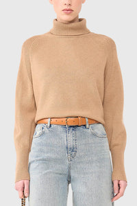 PURE CASHMERE TURTLENECK PULLOVER CAMEL