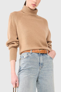 PURE CASHMERE TURTLENECK PULLOVER CAMEL