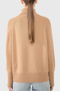 PURE CASHMERE TURTLENECK PULLOVER CAMEL