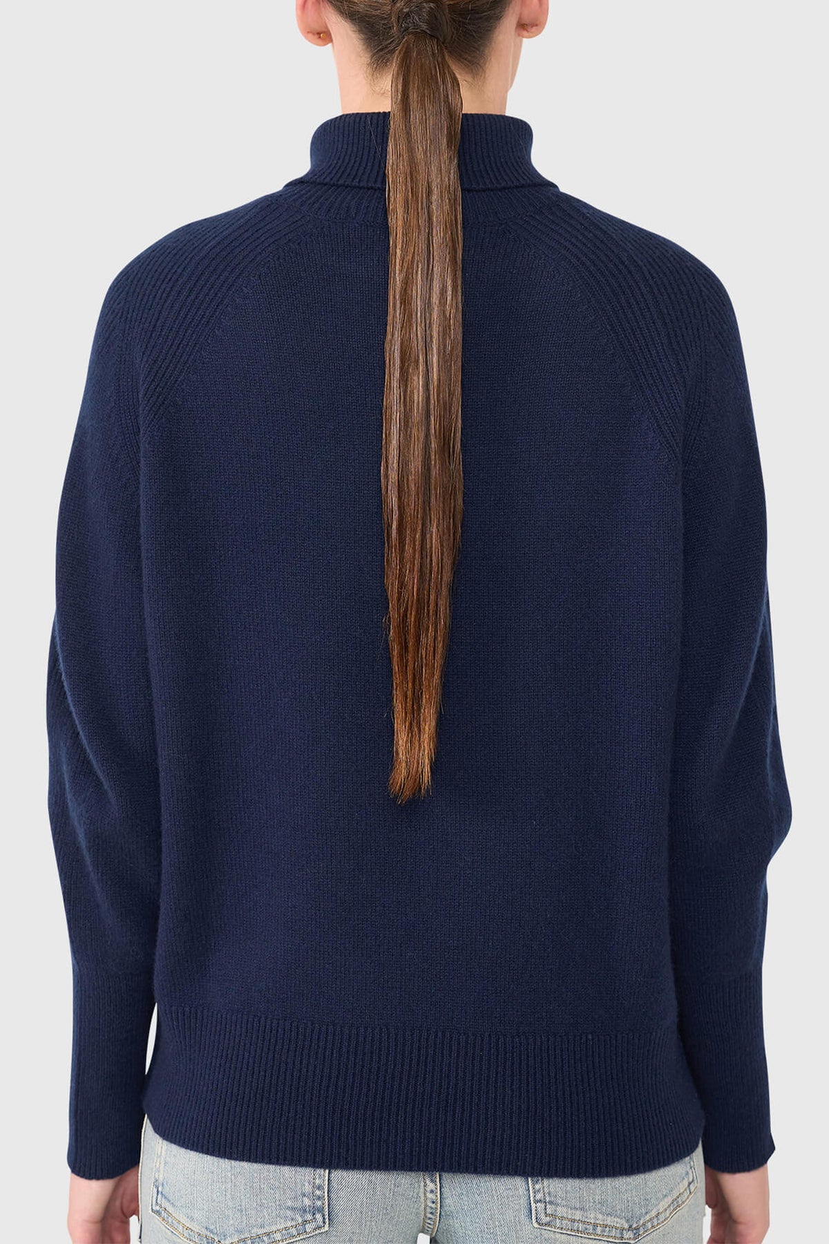 PURE CASHMERE TURTLENECK PULLOVER "DAWSEY" NAVY BLUE