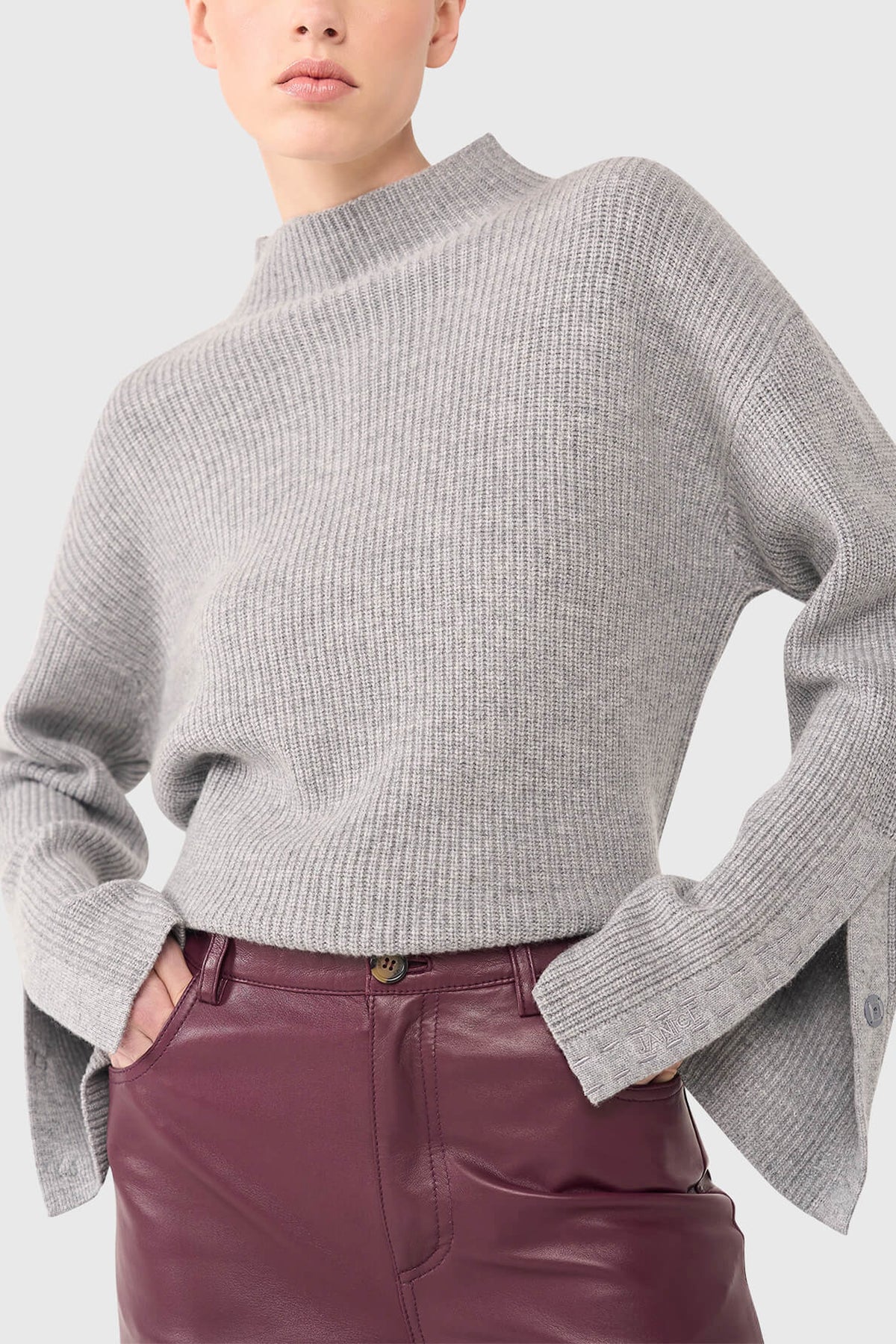 SOFT HIGH NECK PULLOVER "JERMAINE" LIGHT GREY