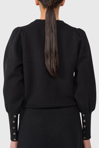 TAILORED SOFT VISCOSE KNIT PULLOVER BLACK