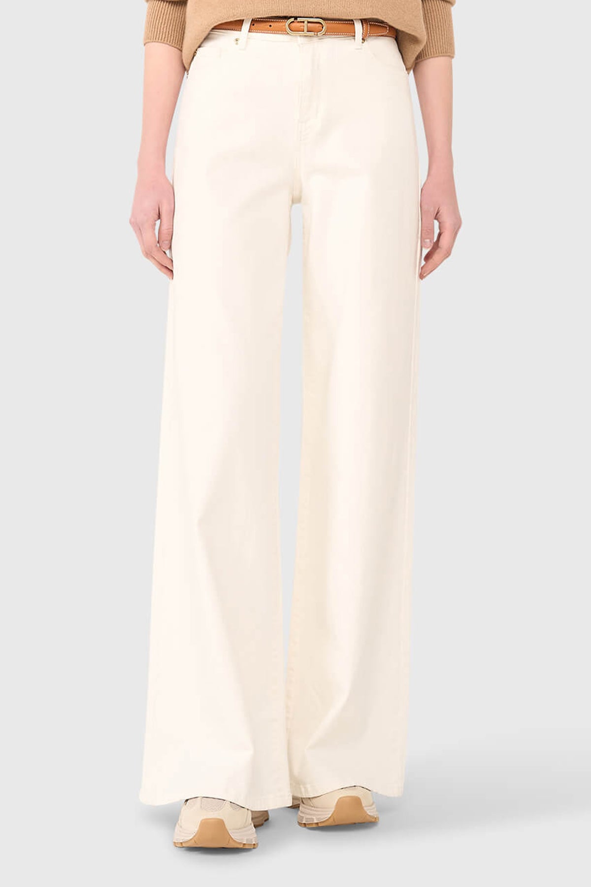 VERY WIDE LEG STRETCH DENIM PANTS OFFWHITE