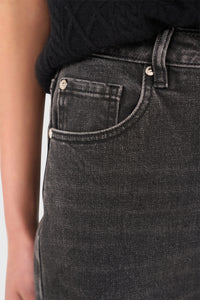 VERY WIDE LEG STRETCH DENIM PANTS DARK GREY