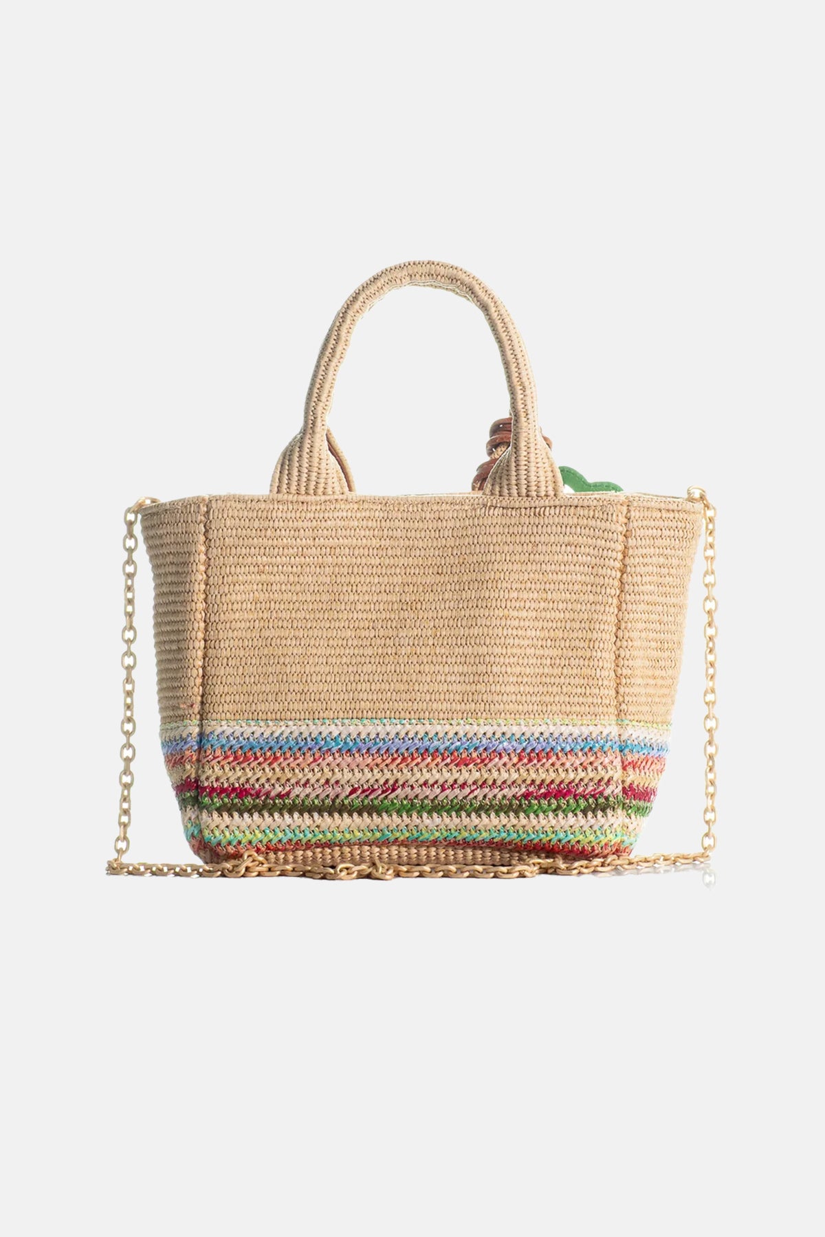 w SMALL RAFFIA TOTE BAG "THE CHARMING" NATURAL/MULTICOLOR