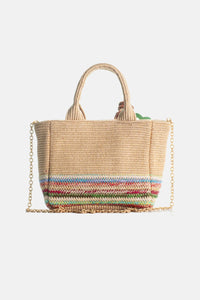 w SMALL RAFFIA TOTE BAG "THE CHARMING" NATURAL/MULTICOLOR