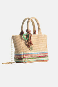 w SMALL RAFFIA TOTE BAG "THE CHARMING" NATURAL/MULTICOLOR