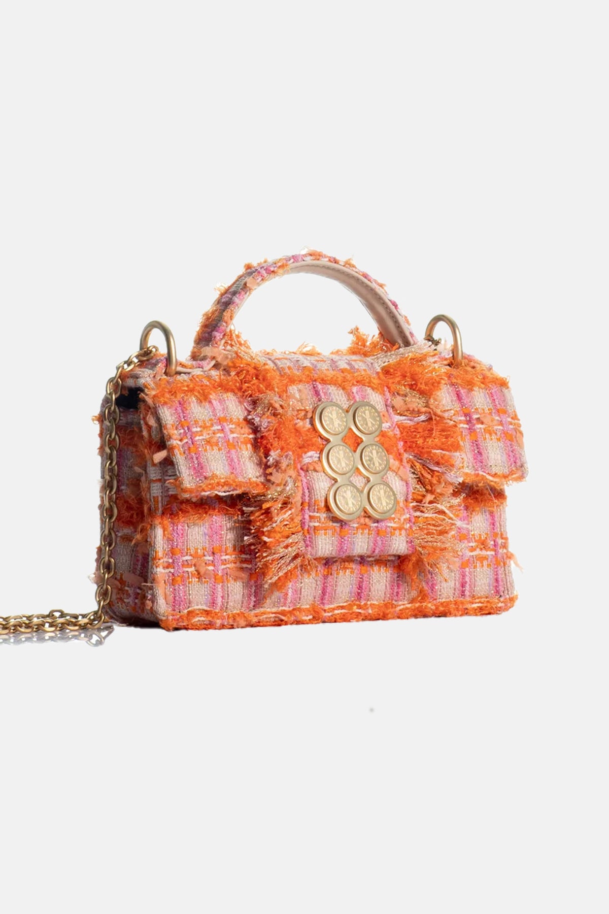 SMALL TWEED BAG "THE PETITE BASSET" ORANGE