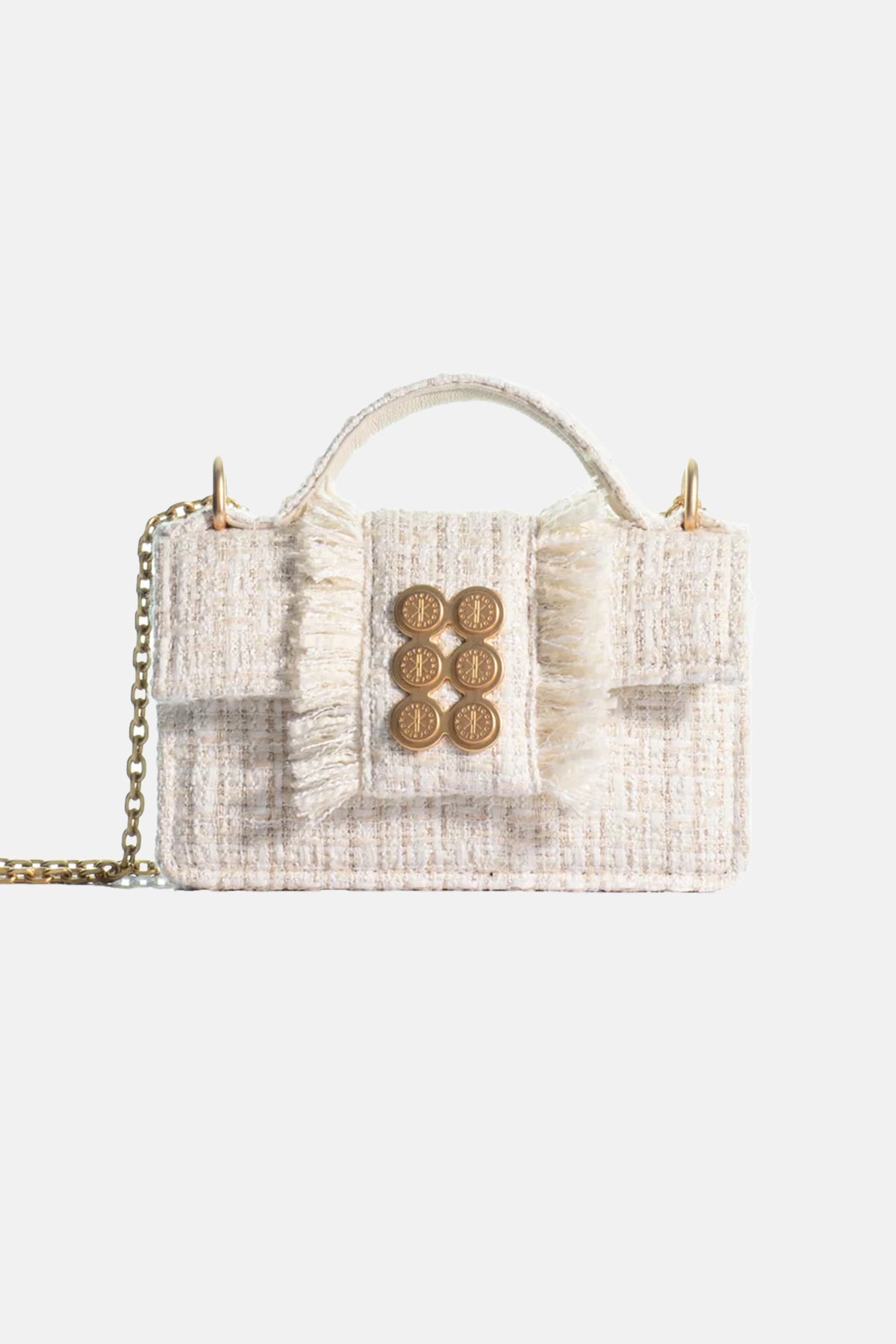SMALL TWEED BAG "THE PETITE BASSET" OFFWHITE