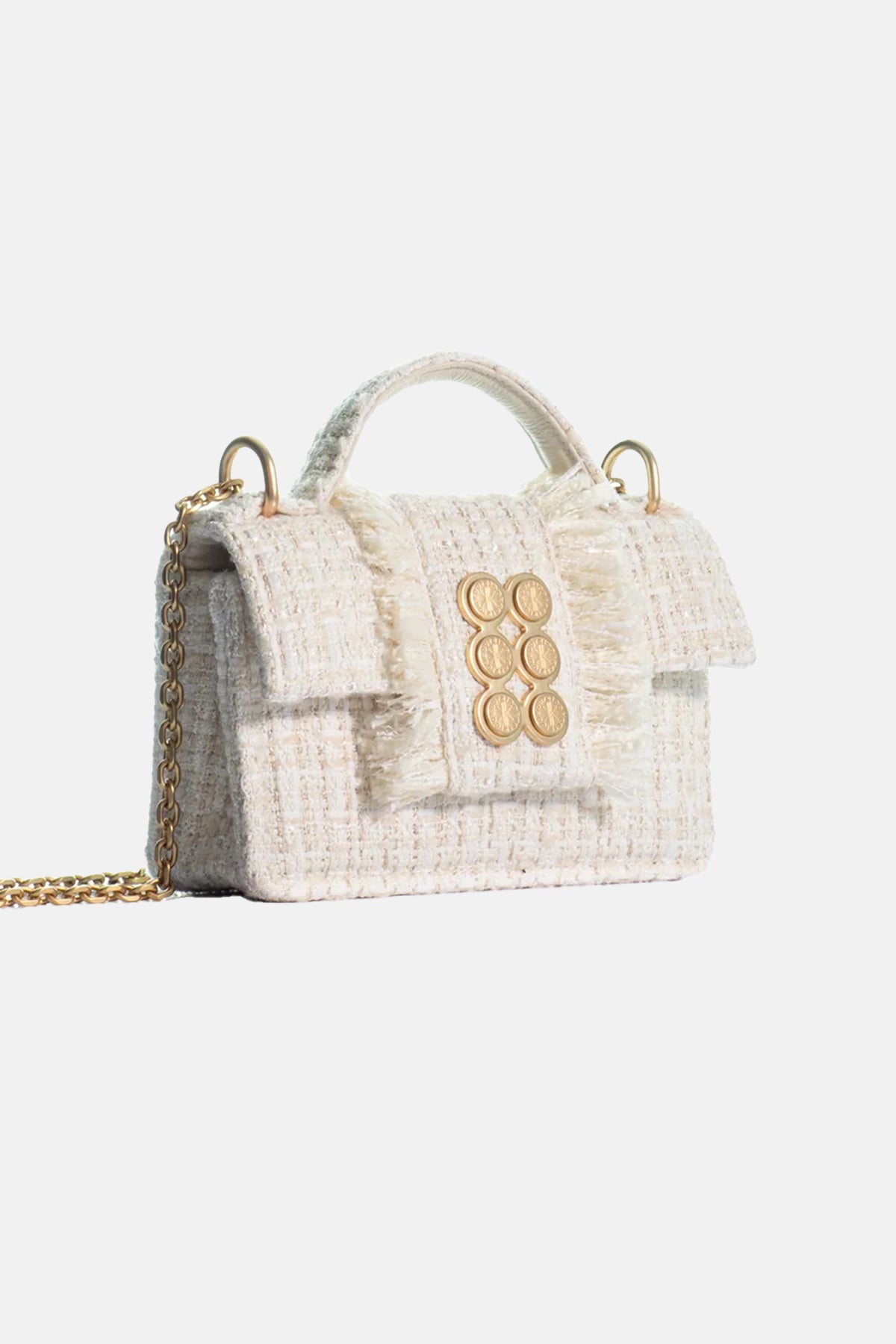 SMALL TWEED BAG "THE PETITE BASSET" OFFWHITE