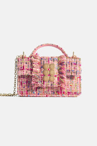 SMALL TWEED BAG "THE PETITE BASSET" PINK/MULTICOLOR