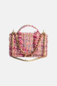 SMALL TWEED BAG "THE PETITE BASSET" PINK/MULTICOLOR