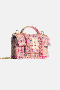 SMALL TWEED BAG "THE PETITE BASSET" PINK/MULTICOLOR