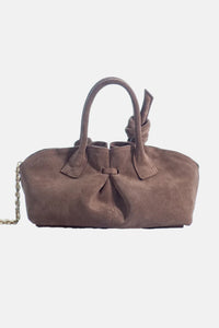 SUEDE BAG "THE MINI SWAN" BROWN