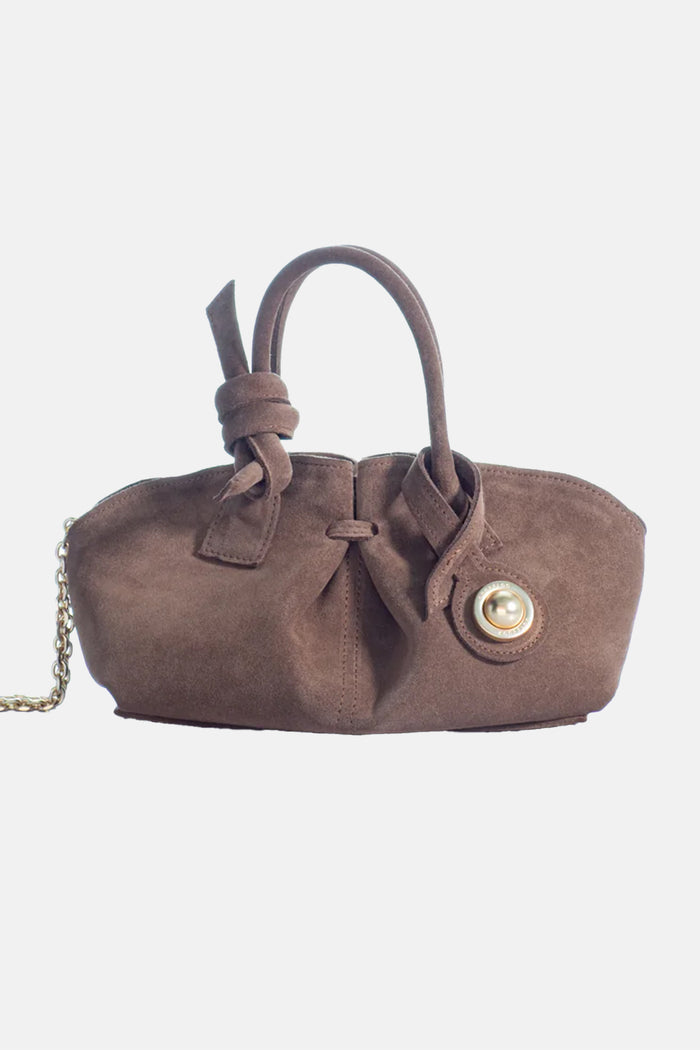 SUEDE BAG "THE MINI SWAN" BROWN