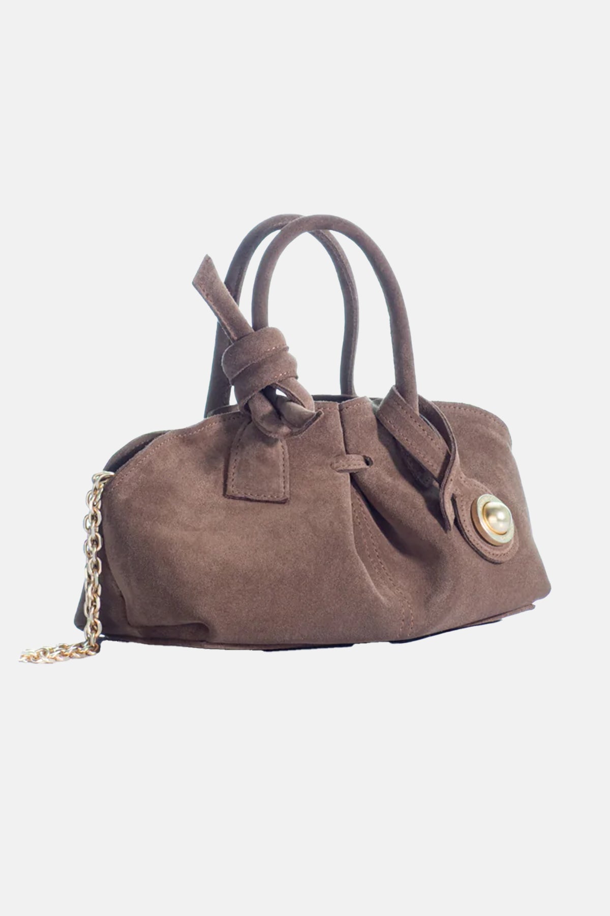 SUEDE BAG "THE MINI SWAN" BROWN