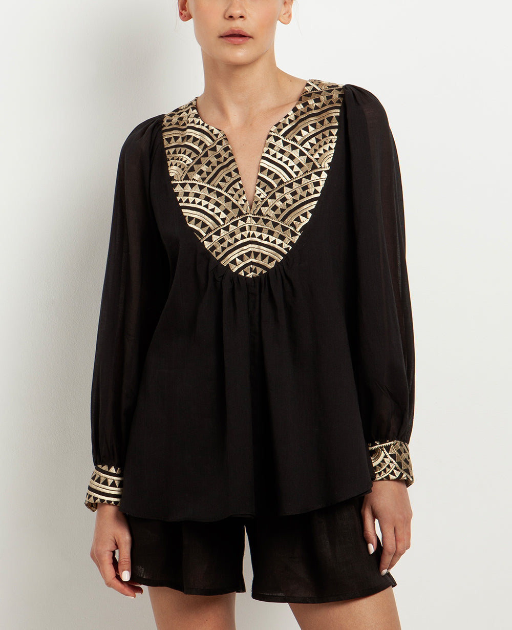 COTTON TUNIC BLOUSE "TRIANGLE"