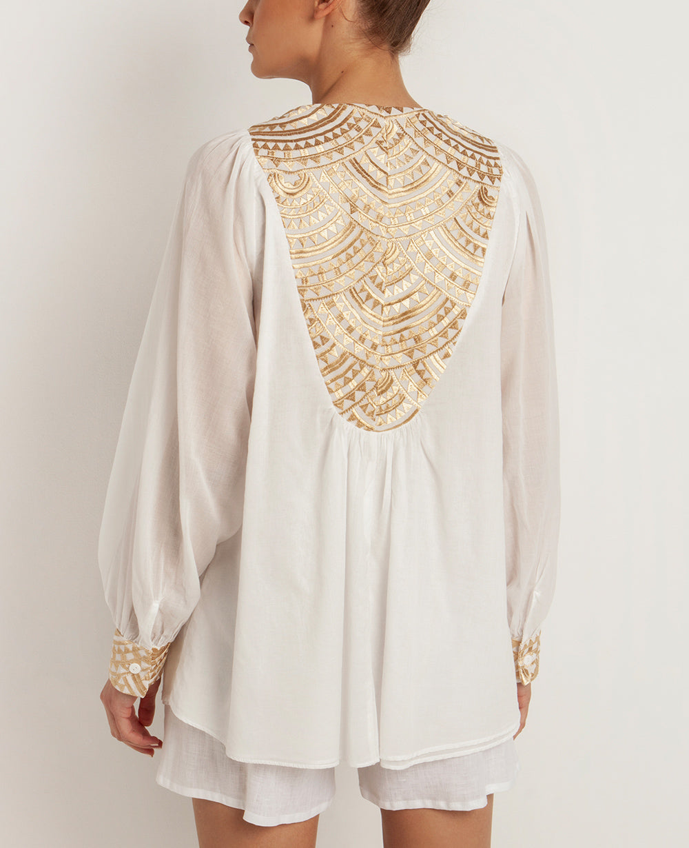COTTON TUNIC BLOUSE "TRIANGLE"