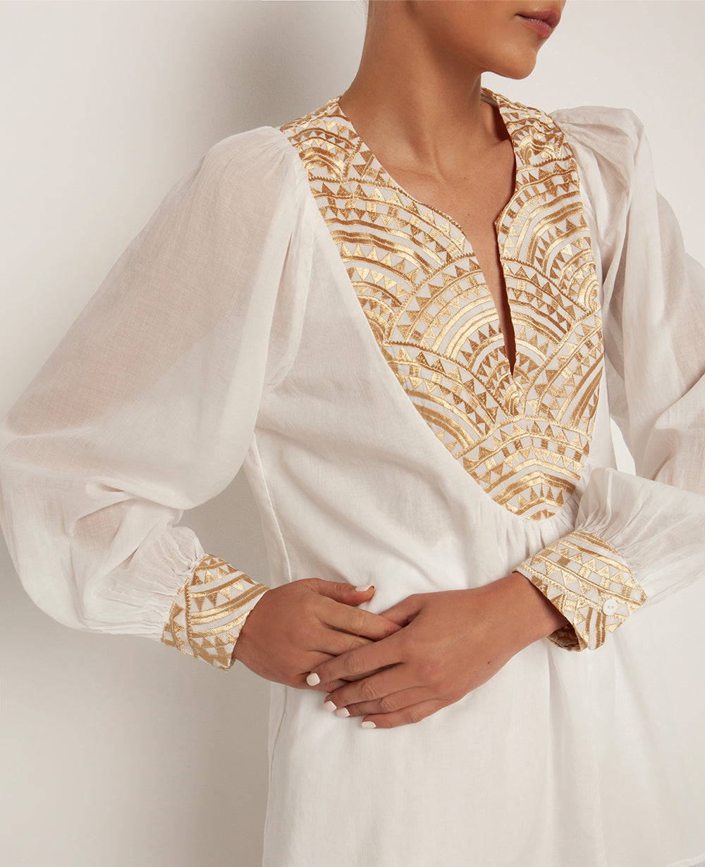 COTTON TUNIC BLOUSE "TRIANGLE"