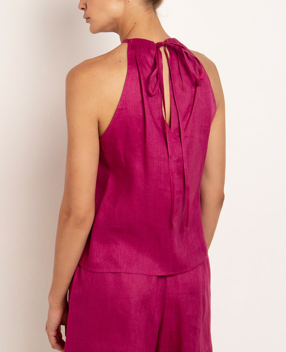 LINEN TOP "ELINA" MAGENTA