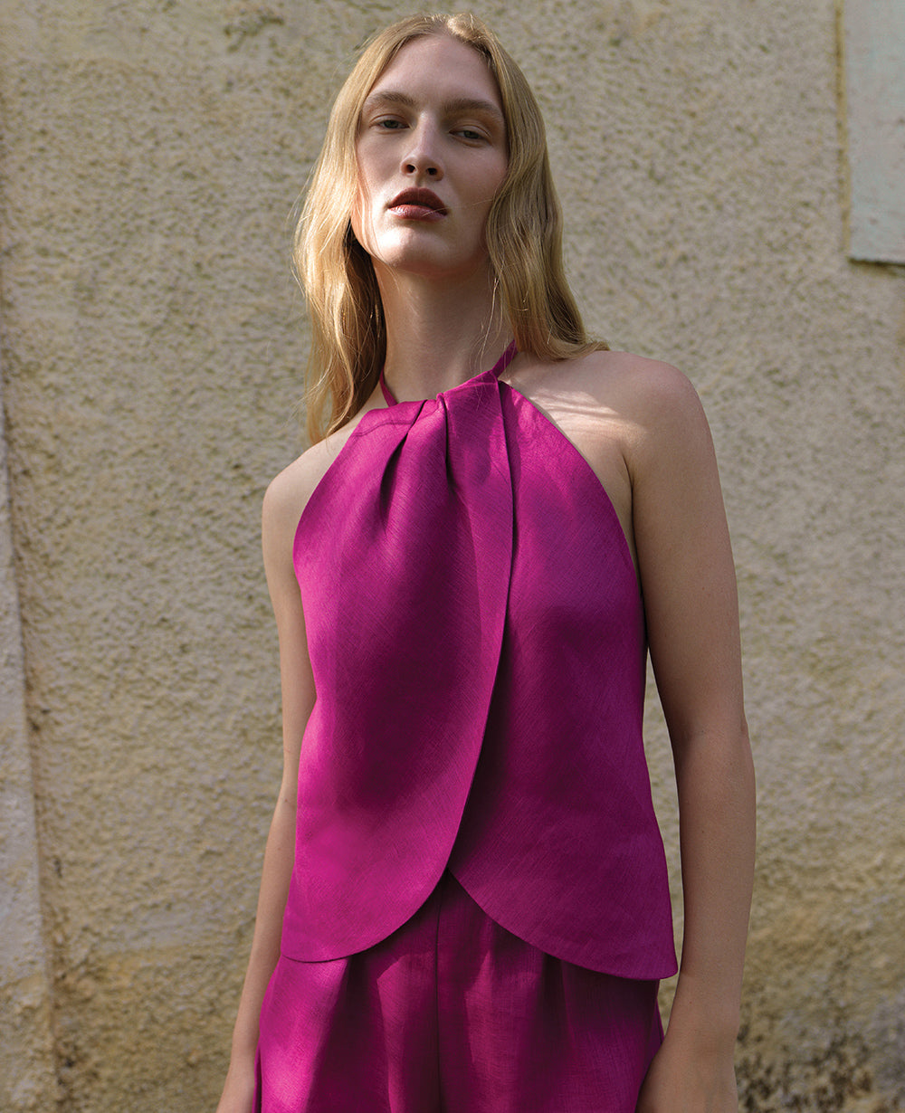 LINEN TOP "ELINA" MAGENTA