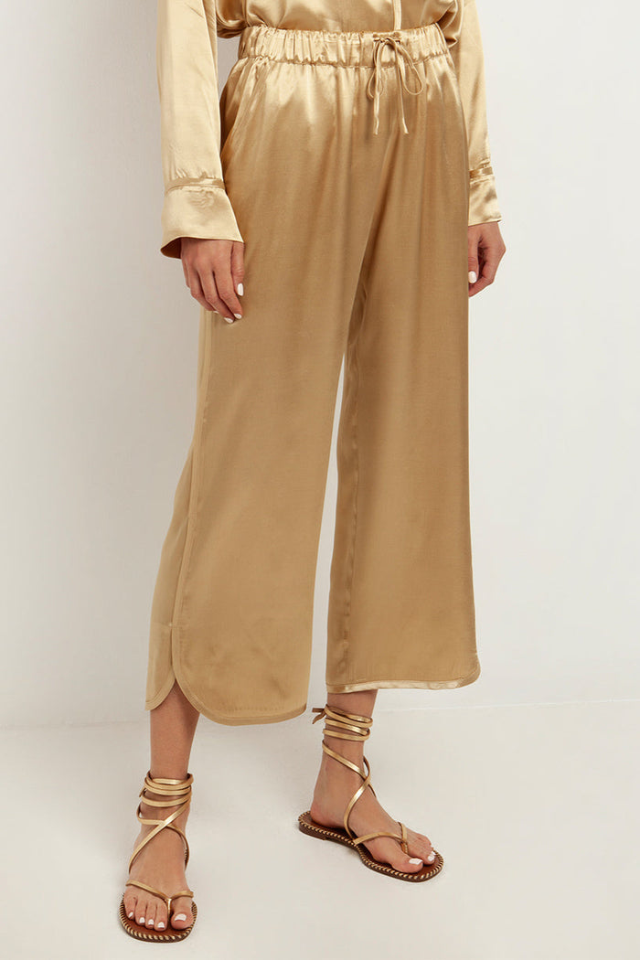 CROPPED VISCOSE PANTS "SILKY"