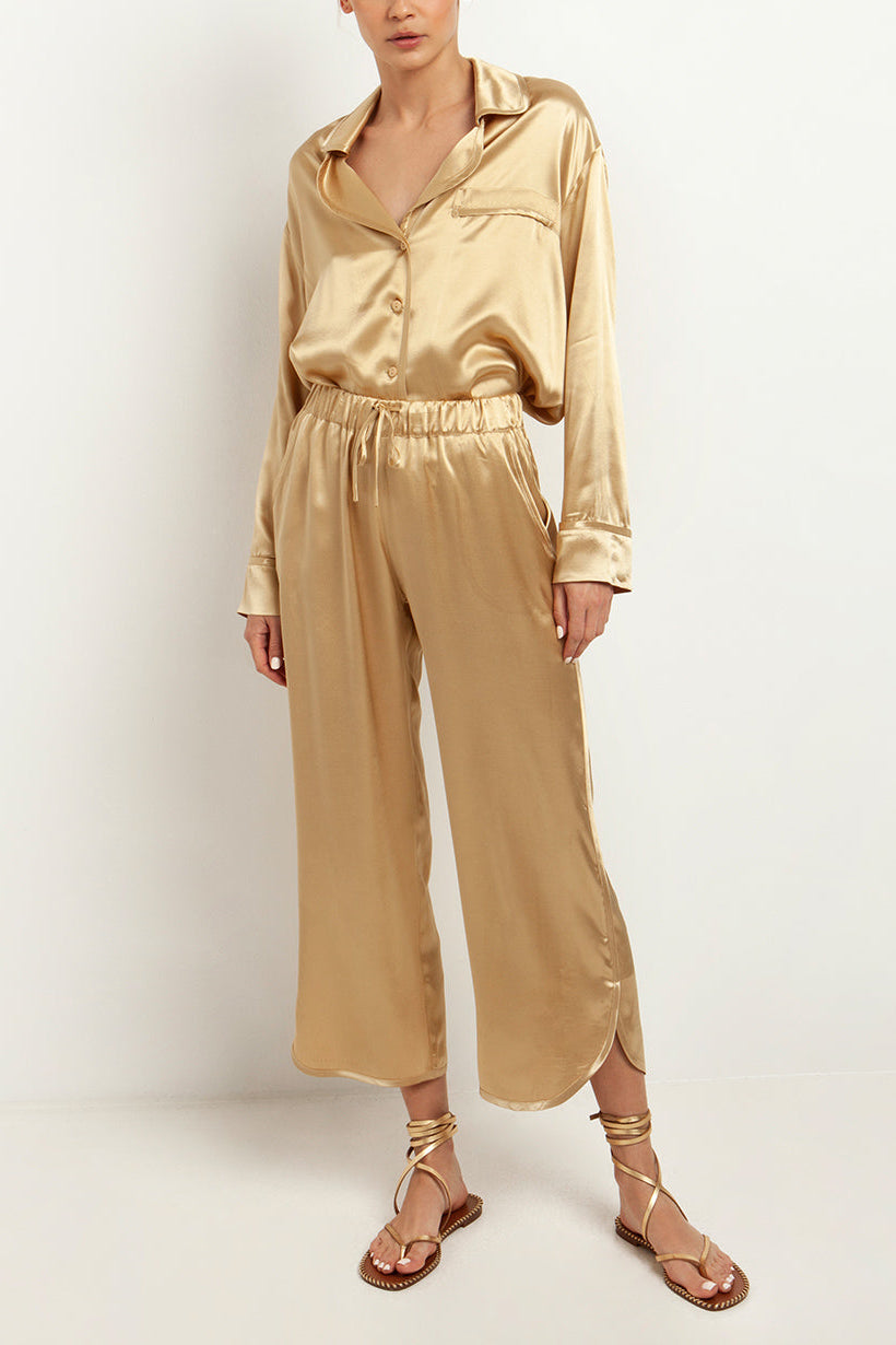 CROPPED VISCOSE PANTS "SILKY"