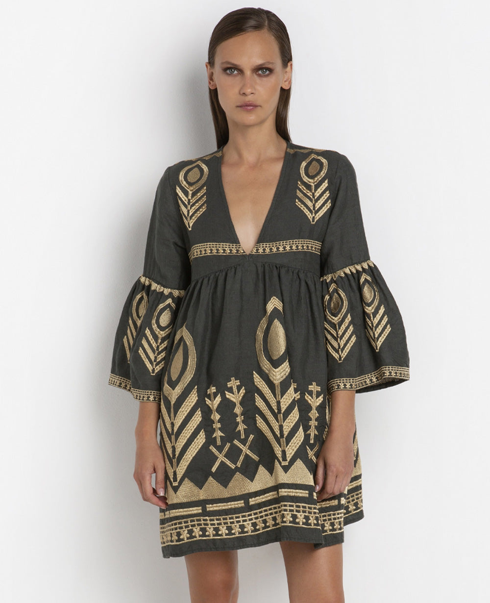 SHORT LINEN DRESS "FEATHER“