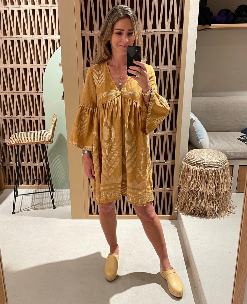 SHORT LINEN DRESS "FEATHER“