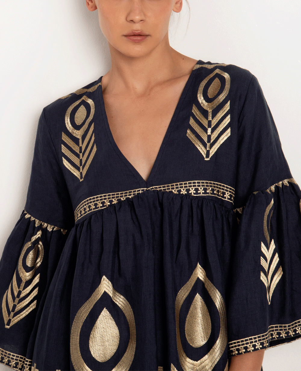 SHORT LINEN DRESS "FEATHER"