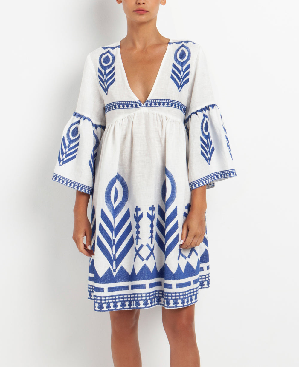 MIDI GREEK ARCHAIC KORI SHORT LINEN DRESS 