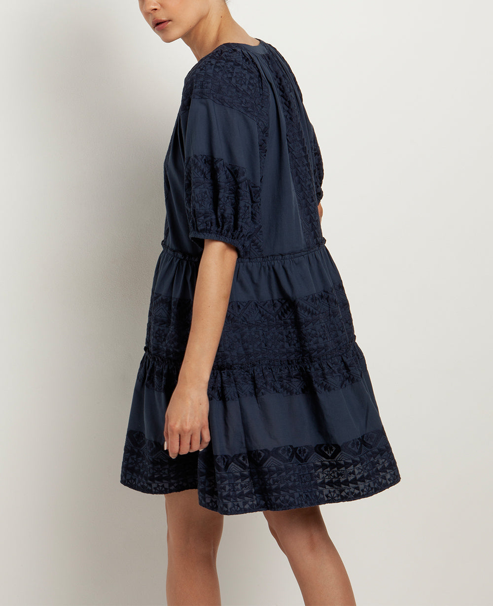 OVERSIZED SHORT COTTON DRESS "EMBROIDERED"