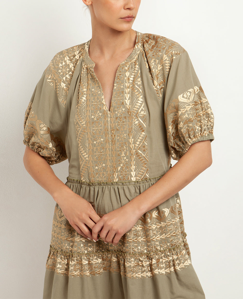 OVERSIZED SHORT COTTON DRESS "EMBROIDERED"