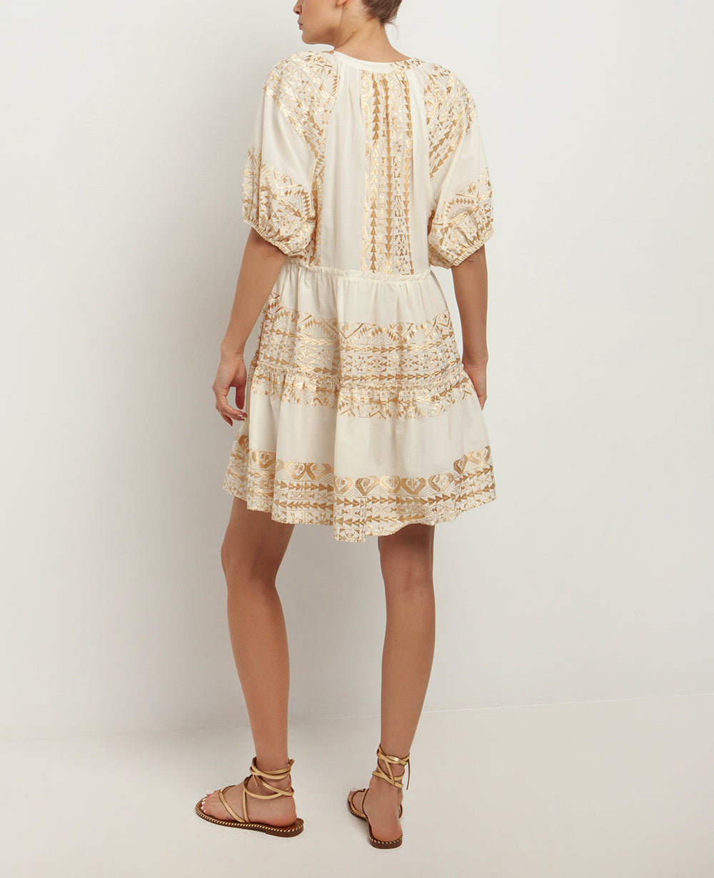 OVERSIZED SHORT COTTON DRESS "EMBROIDERED"