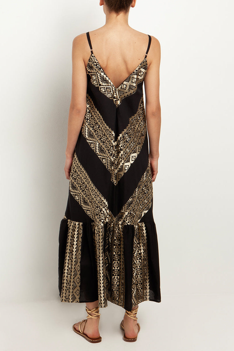 STRAPPY MIDI DRESS "EMBROIDERED"