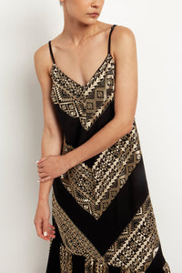 STRAPPY MIDI DRESS "EMBROIDERED"