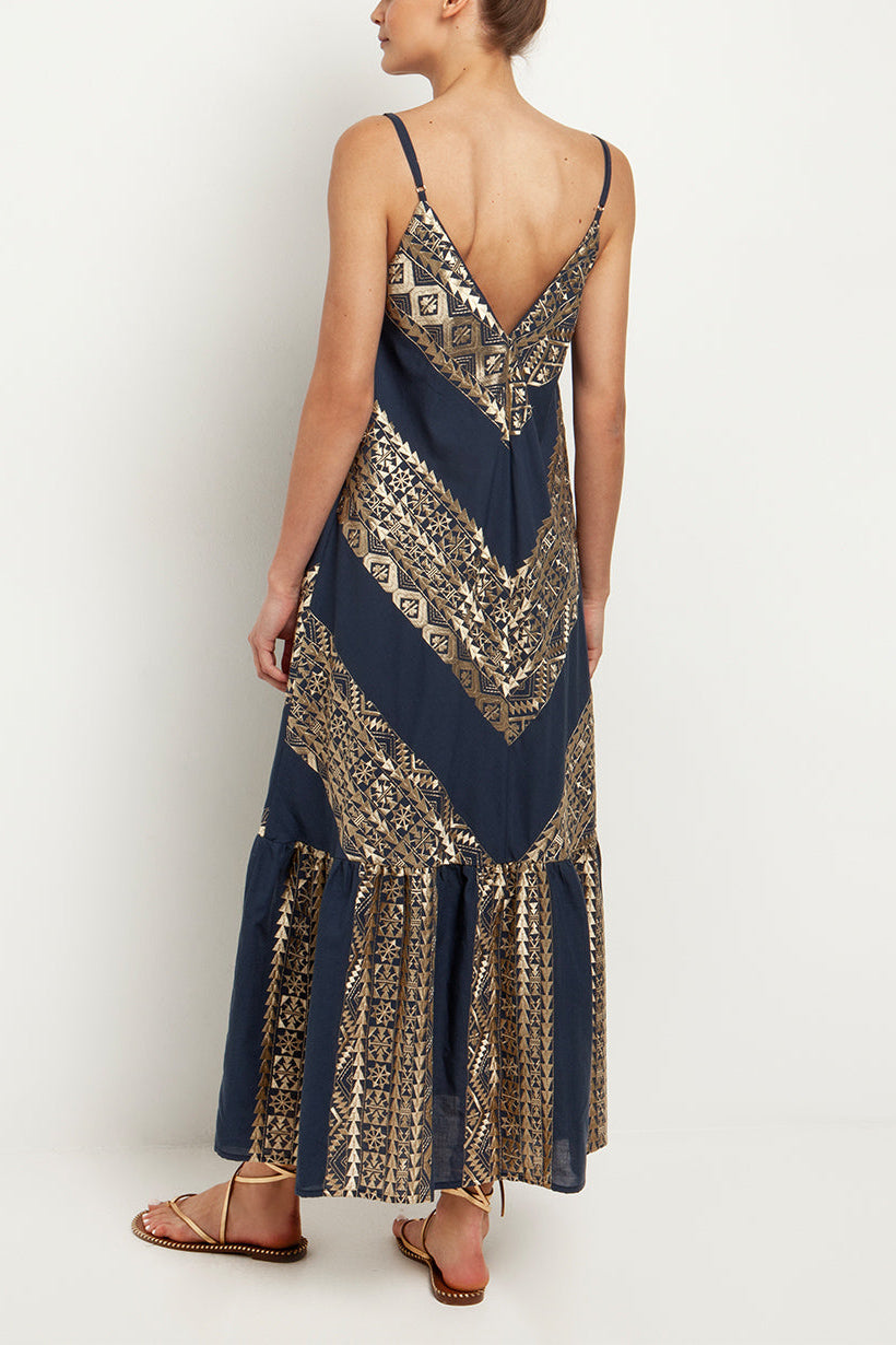 STRAPPY MIDI DRESS "EMBROIDERED"