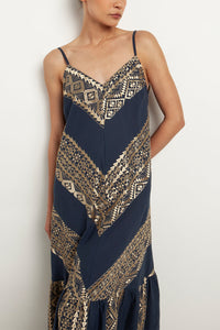 STRAPPY MIDI DRESS "EMBROIDERED"