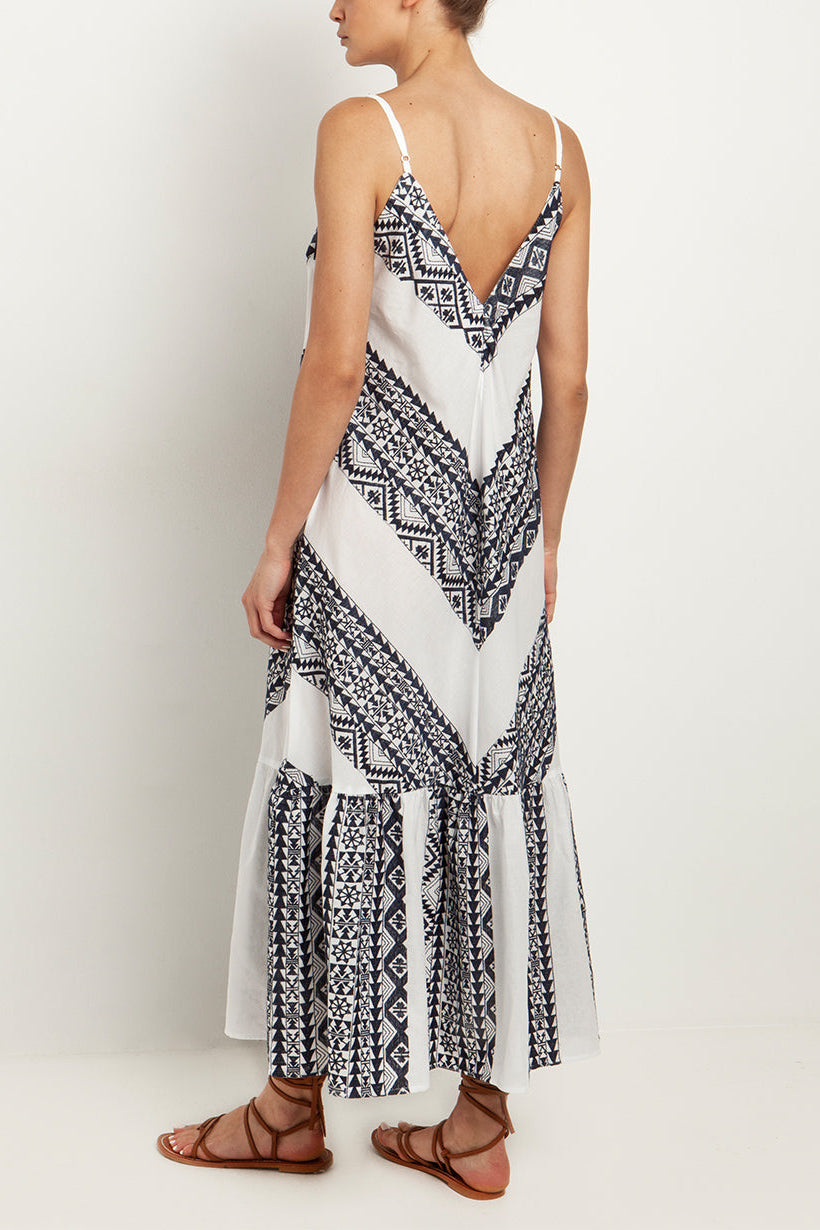 STRAPPY MIDI DRESS "EMBROIDERED"
